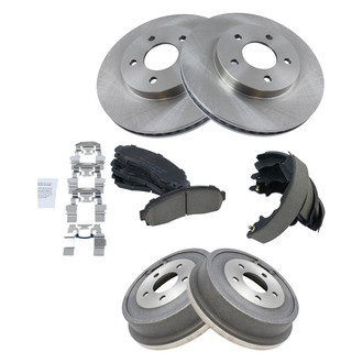 TRQ® - Front and Rear Disc and Drum Brake Kit with Ceramic Pads