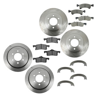 TRQ® - Front and Rear Disc Brake Kit with Ceramic Pads and Shoes