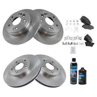 TRQ® - Front and Rear Disc Brake Kit with Semi-Metallic Pads