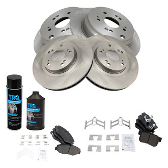 TRQ® - Front and Rear Disc Brake Kit with Semi-Metallic Pads