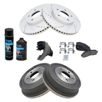 TRQ® - Performance Ceramic Front and Rear Brake Kit with Drum and Shoes