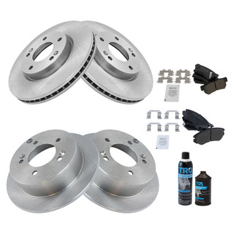 TRQ® - Front and Rear Disc Brake Kit with Semi-Metallic Pads