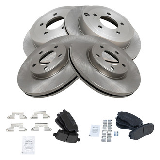TRQ® - Front and Rear Disc Brake Kit with Semi-Metallic Pads