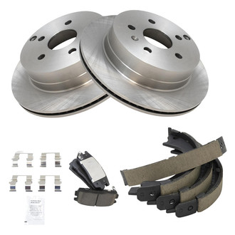 TRQ® - Rear Disc Brake Kit with Ceramic Pads and Shoes