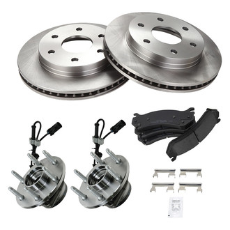 TRQ® - Front Disc Brake Kit with Ceramic Pads and Hub Assemblies