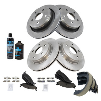 TRQ® - Front and Rear Disc Brake Kit with Ceramic Pads and Shoes