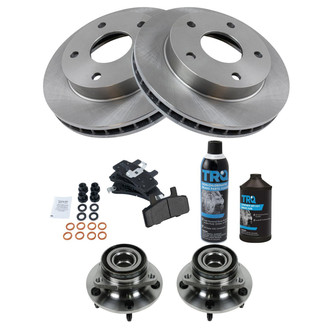 TRQ® - Front Disc Brake Kit with Semi-Metallic Pads and Hub Assemblies