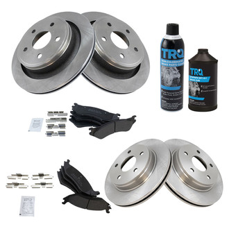 TRQ® - Front and Rear Disc Brake Kit with Semi-Metallic Pads