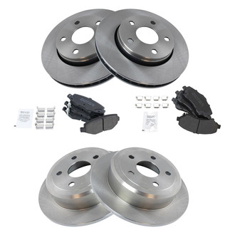 TRQ® - Front and Rear Disc Brake Kit with Semi-Metallic Pads