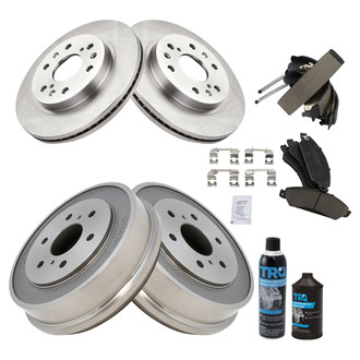 TRQ® - Front and Rear Disc and Drum Brake Kit with Ceramic Pads
