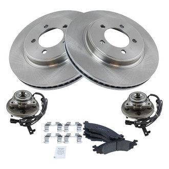TRQ® - Front Disc Brake Kit with Ceramic Pads and Hub Assemblies