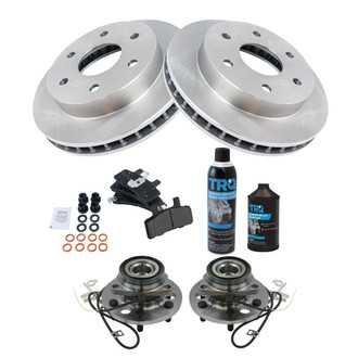 TRQ® - Front Disc Brake Kit with Semi-Metallic Pads and Hub Assemblies