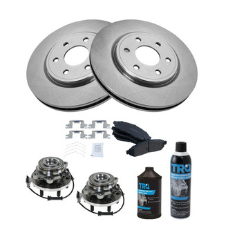 TRQ® - Front Disc Brake Kit with Ceramic Pads and Hub Assemblies