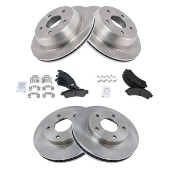 TRQ® - Front and Rear Disc Brake Kit with Semi-Metallic Pads