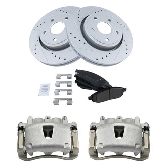 TRQ® - Performance Semi-Metallic Front Brake Kit with Calipers