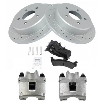 TRQ® - Performance Semi-Metallic Rear Brake Kit with Calipers