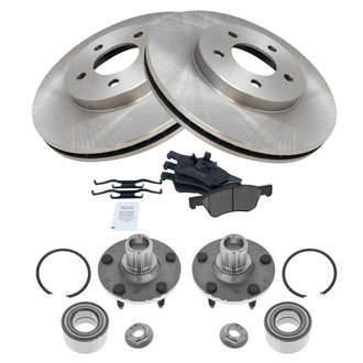TRQ® - Front Disc Brake Kit with Ceramic Pads and Hub Assemblies