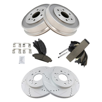 TRQ® - Performance Ceramic Front and Rear Brake Kit with Drum and Shoes