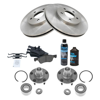 TRQ® - Front Disc Brake Kit with Ceramic Pads and Hub Assemblies