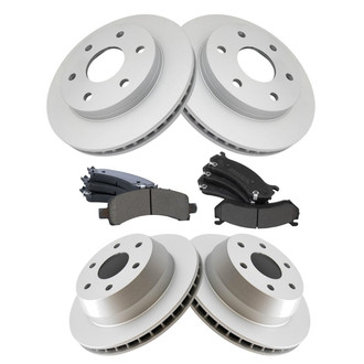 TRQ® - Front and Rear Disc Brake Kit with Semi-Metallic Pads