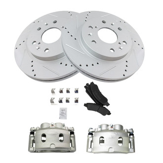TRQ® - Performance Semi-Metallic Front Brake Kit with Calipers