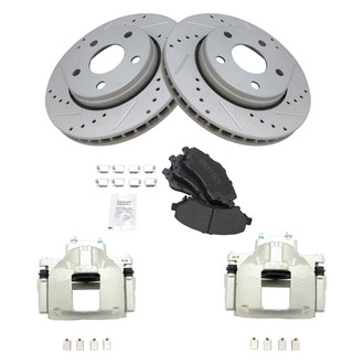 TRQ® - Performance Semi-Metallic Front Brake Kit with Calipers