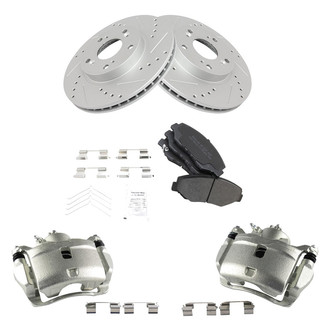 TRQ® - Performance Semi-Metallic Front Brake Kit with Calipers