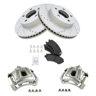 TRQ® - Performance Semi-Metallic Front Brake Kit with Calipers