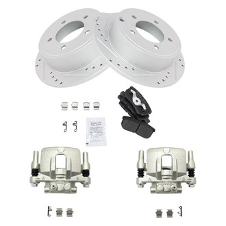 TRQ® - Performance Semi-Metallic Rear Brake Kit with Calipers
