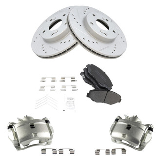 TRQ® - Performance Semi-Metallic Front Brake Kit with Calipers