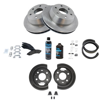 TRQ® - Rear Disc Brake Kit with Ceramic Pads and Shoes and Backing Plates