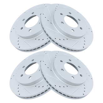 TRQ® - Performance Cross Drilled and Slotted Front and Rear Disc Brake Rotors