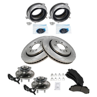 TRQ® - Front Disc Brake Kit with Ceramic Pads and Hub Assemblies