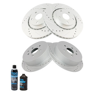 TRQ® - Performance Cross Drilled and Slotted Front and Rear Disc Brake Rotors