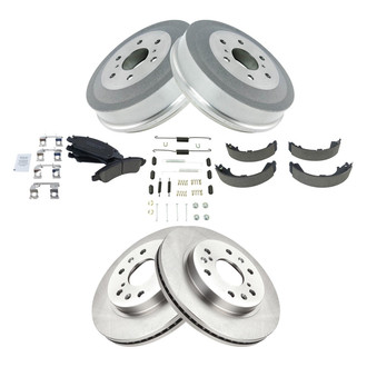 TRQ® - Front and Rear Disc and Drum Brake Kit with Ceramic Pads