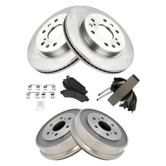 TRQ® - Performance Semi-Metallic Front and Rear Brake Kit with Drum and Shoes