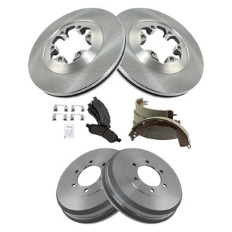 TRQ® - Performance Semi-Metallic Front and Rear Brake Kit with Drum and Shoes