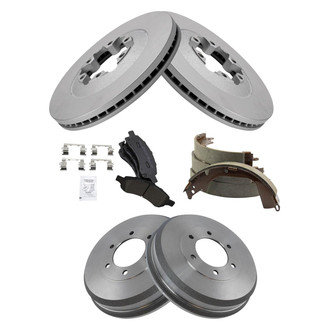 TRQ® - Performance Semi-Metallic Front and Rear Brake Kit with Drum and Shoes