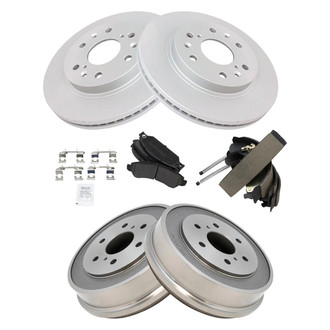 TRQ® - Performance Semi-Metallic Front and Rear Brake Kit with Drum and Shoes