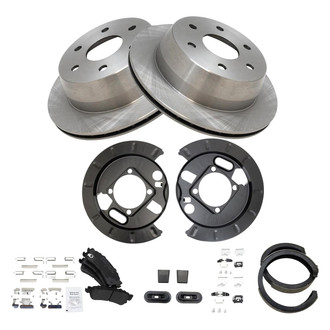TRQ® - Rear Disc Brake Kit with Semi-Metallic Pads and Shoes