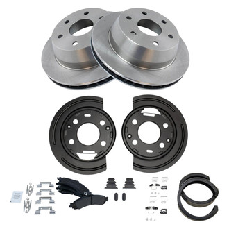 TRQ® - Rear Disc Brake Kit with Semi-Metallic Pads and Shoes
