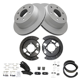 TRQ® - Rear Disc Brake Kit with Semi-Metallic Pads and Shoes