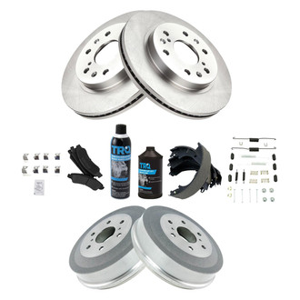 TRQ® - Performance Semi-Metallic Front and Rear Brake Kit with Drum and Shoes