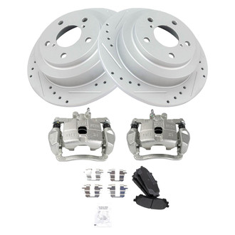 TRQ® - Performance Semi-Metallic Rear Brake Kit with Calipers