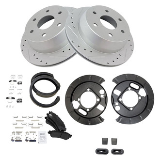 TRQ® - Performance Semi-Metallic Rear Brake Kit with Parking Brake Shoes