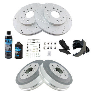 TRQ® - Performance Semi-Metallic Front and Rear Brake Kit with Drum and Shoes