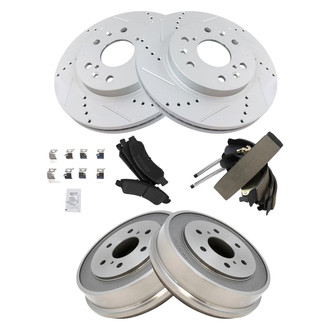 TRQ® - Performance Semi-Metallic Front and Rear Brake Kit with Drum and Shoes