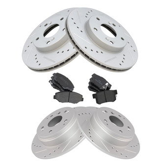 TRQ® - Front and Rear Disc Brake Kit with Semi-Metallic Pads