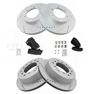TRQ® - Front and Rear Disc Brake Kit with Semi-Metallic Pads