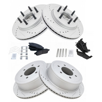 TRQ® - Front and Rear Disc Brake Kit with Semi-Metallic Pads